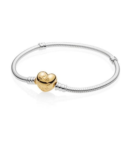 Pulsera Moments en plata de ley y PANDORA Shine cierre corazón 560719