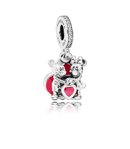 Charm colgante en plata de ley Minnie y Mickey con Amor 797769CZR