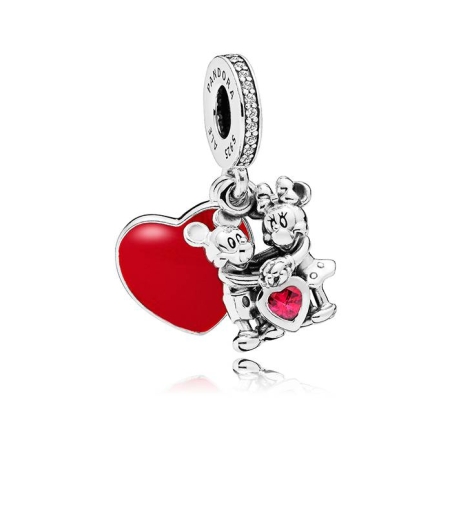 Charm colgante en plata de ley Minnie y Mickey con Amor 797769CZR