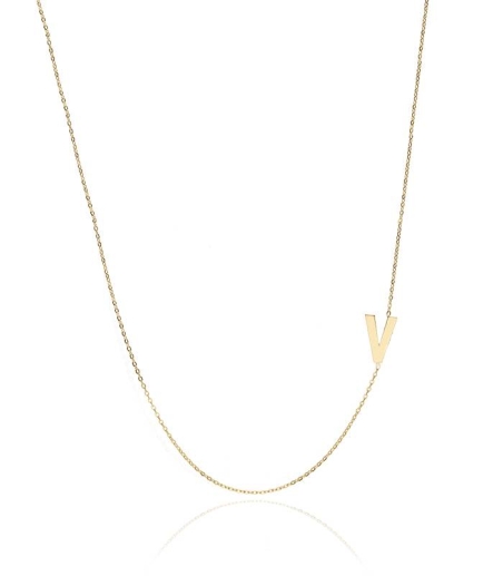 Gargantilla Glam Letra "V" oro 18k