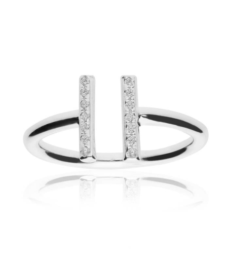 Anillo "Stiky" en plata de primera ley y circonitas