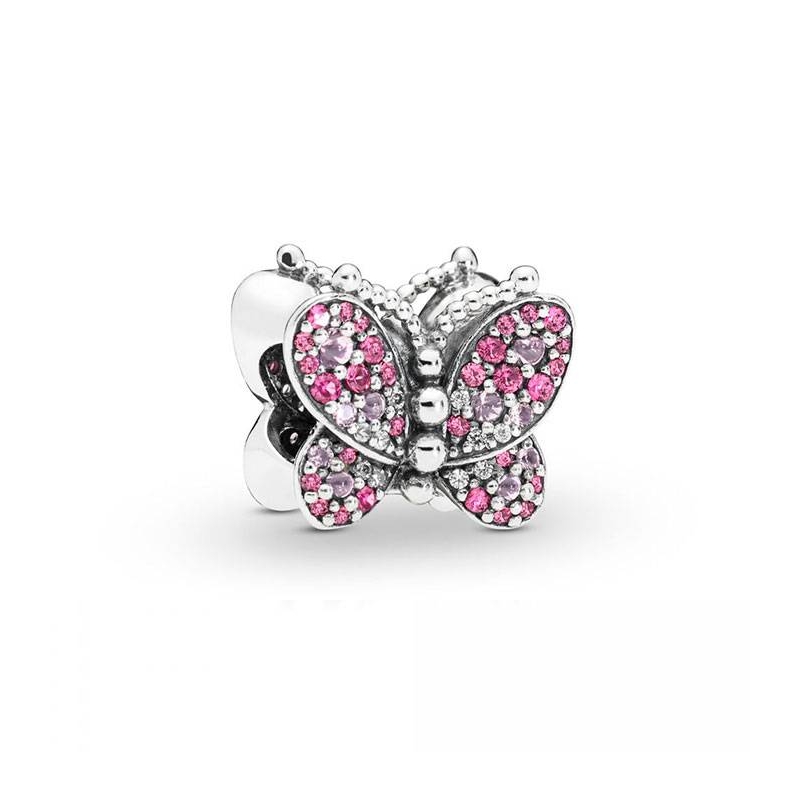 Charm en plata de ley Mariposa Rosa Deslumbrante 797882NCCMX