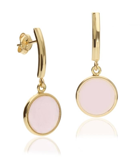 Pendientes "Florish" Oro 18k y Piedra Rosa