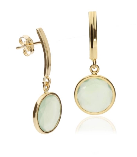 Pendientes "Florish" Oro 18k y Piedra Verde