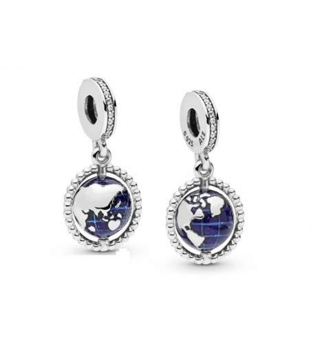 Charm colgante Pandora en plata de ley Globo Giratorio 798021CZ