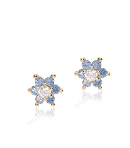 Pendientes "Flor Celeste" Oro 18k y circonitas