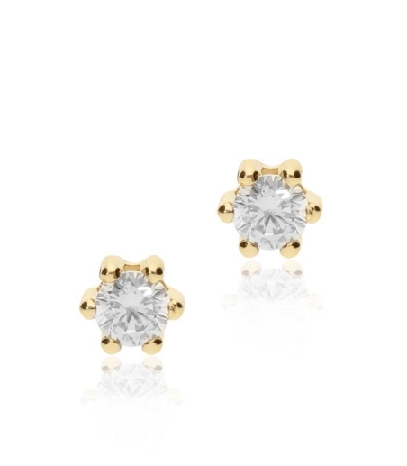 Pendientes Oro 18k y circonita 4mm "Only"