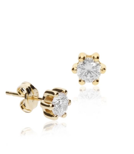 Pendientes Oro 18k y circonita 4mm "Only"