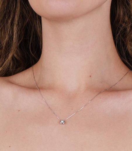 Gargantilla Oro blanco 18k y Diamante 0.06 cts "Bimo"