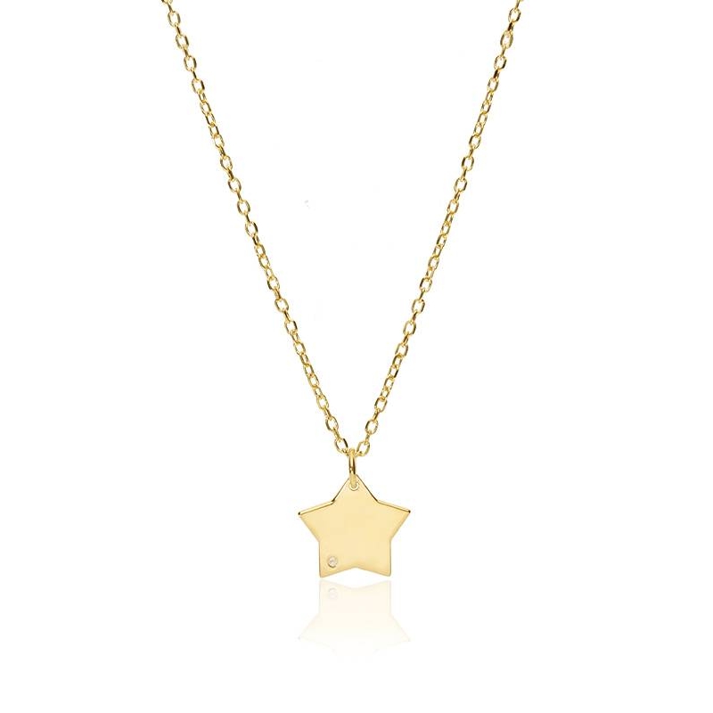 Gargantilla Oro 18k y diamante 0.005cts "Bright Star"