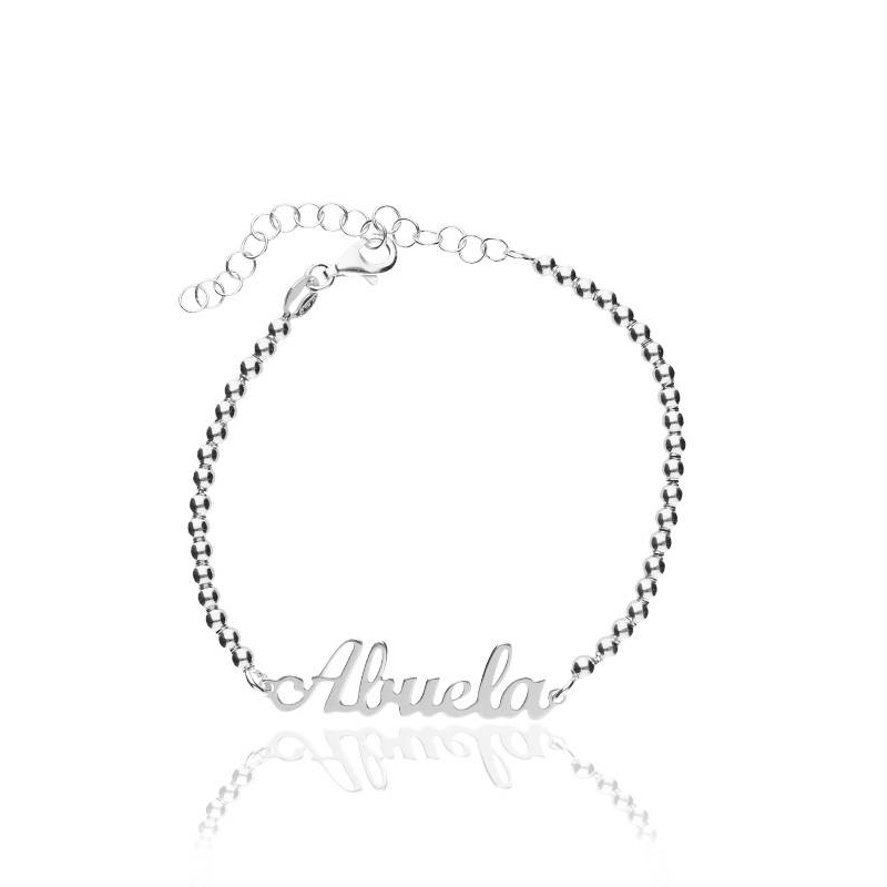 Pulsera Bolas "Abuela" 3 mm Plata de Ley