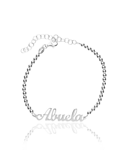 Pulsera Bolas "Abuela" 3 mm Plata de Ley