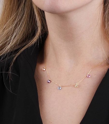 Gargantilla "Lula Gold" en Oro 18k y circonitas de color