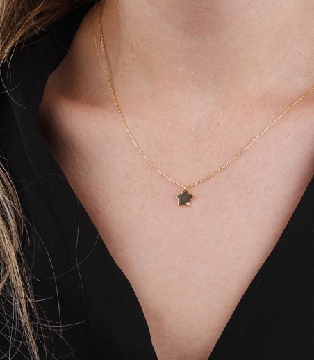 Gargantilla Oro 18k y diamante 0.005cts "Bright Star"