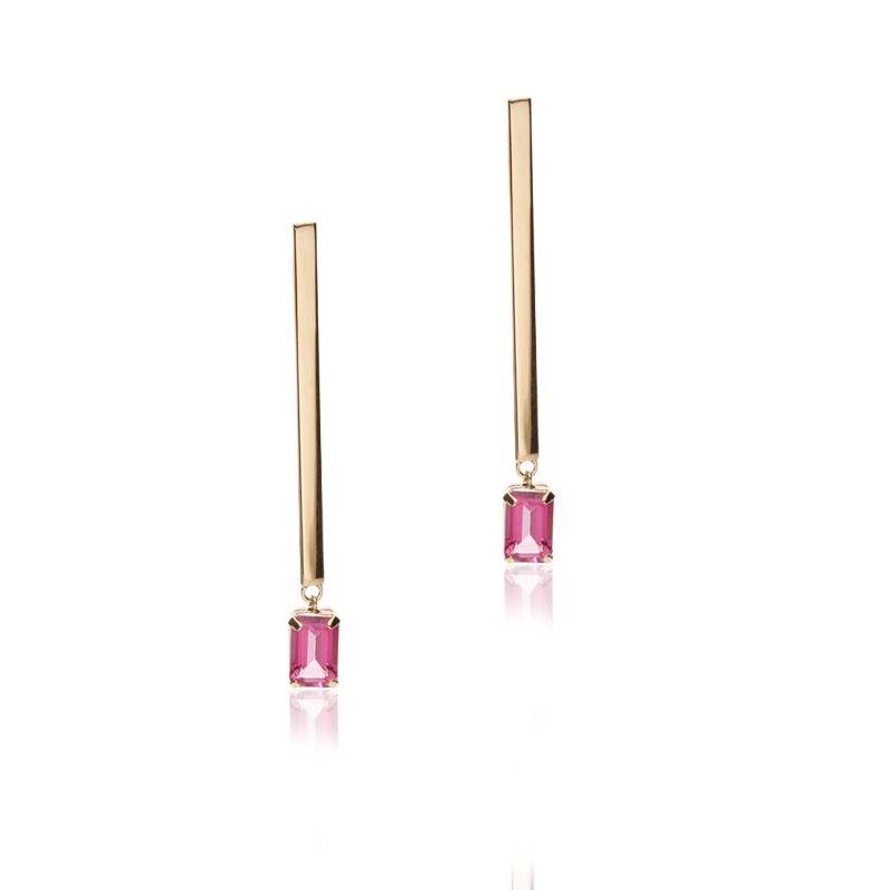 Pendientes "Enma Pink" Oro 18k y piedra rosa