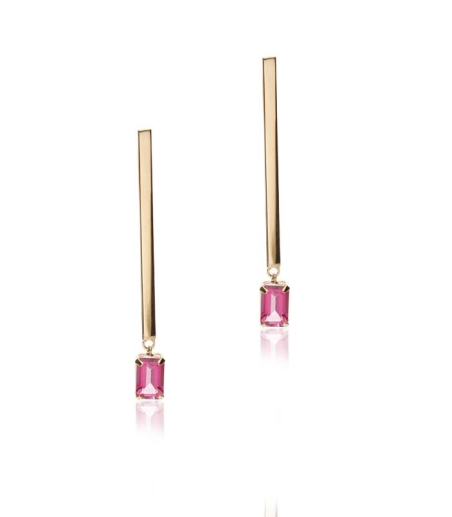 Pendientes "Enma Pink" Oro 18k y piedra rosa