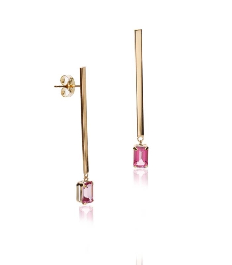 Pendientes "Enma Pink" Oro 18k y piedra rosa