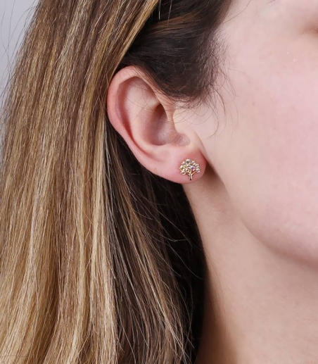 Pendientes "Árbol de la Vida" Oro 18k y circonitas de color