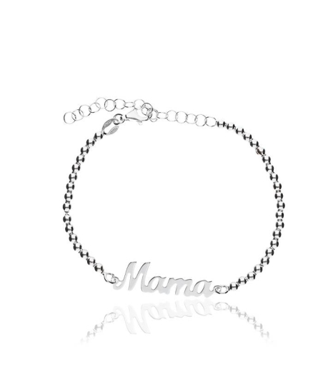 Pulsera Bolas "Mamá" 3 mm Plata de Ley