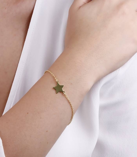 Pulsera "Estrella Dorada"  Plata de Ley y baño de oro