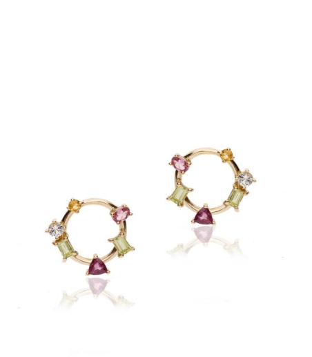 Pendientes "Paola Stone" Oro 18k y piedras multicolor