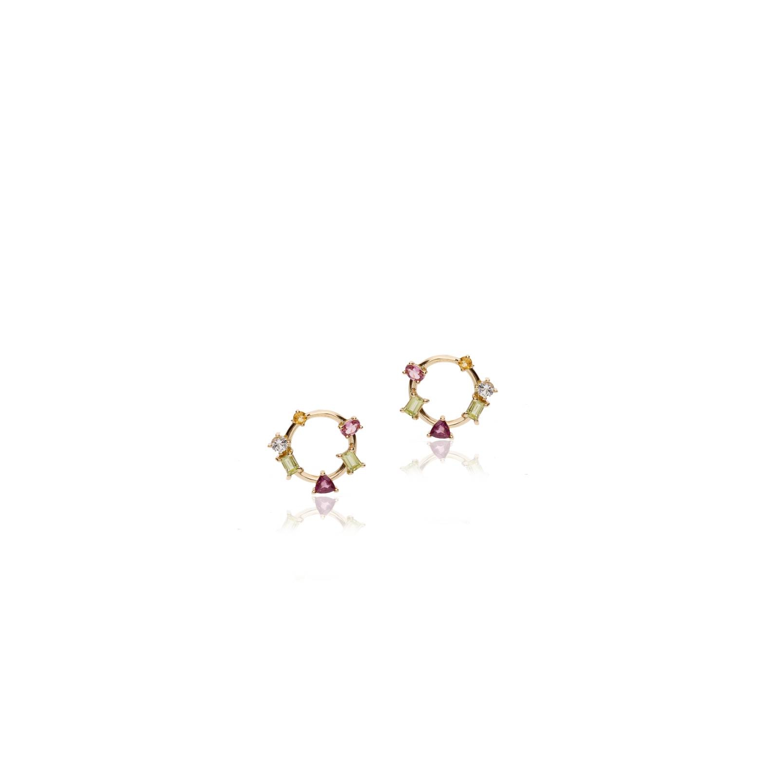 PENDIENTES "PAOLA STONE" ORO 18K Y PIEDRAS MULTICOLOR
