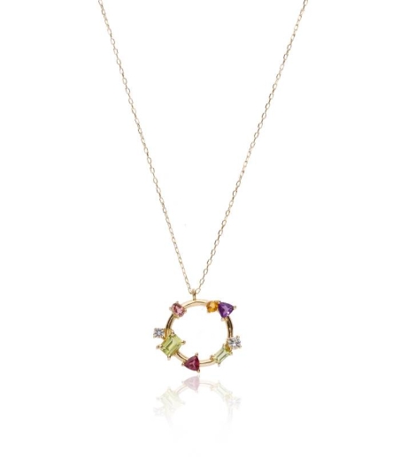 Gargantilla "Paola Stone" en Oro 18k y piedras multicolor