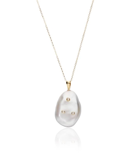 Gargantilla "Luisa Diamante" en Oro 18k perla cultivada y diamantes