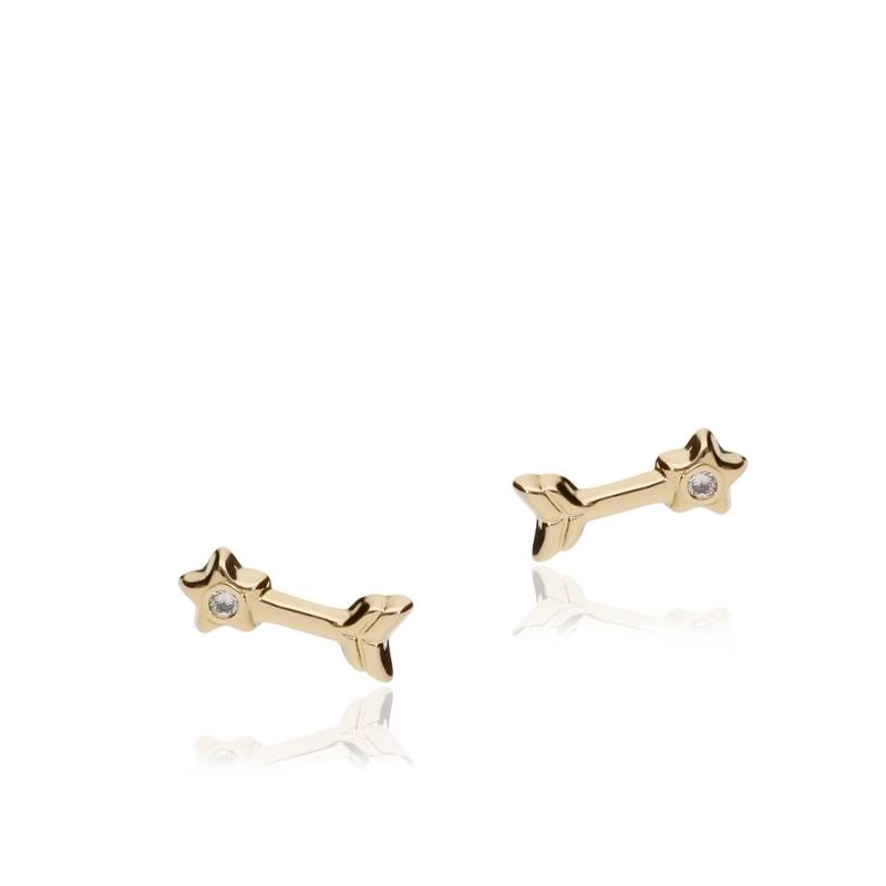 Pendientes "Flechita Estelar" Oro 18k. y Circonitas