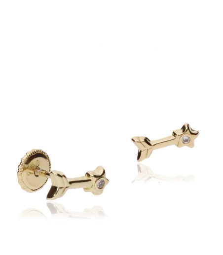 Pendientes "Flechita Estelar" Oro 18k. y Circonitas
