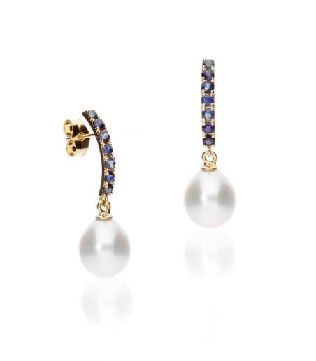 Pendientes "SapPhire Pearl" Oro 18k. Perlas cultivadas y zafiros