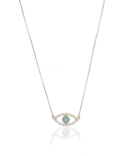 Gargantilla "Blue Eye" en Oro 18k circonitas y turquesas