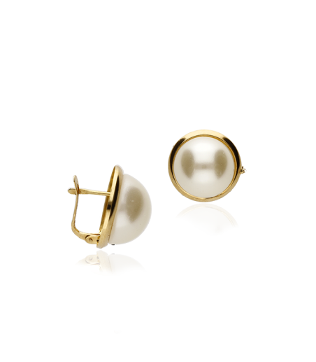 Pendientes "Marggiorie" de perlas con marco de oro