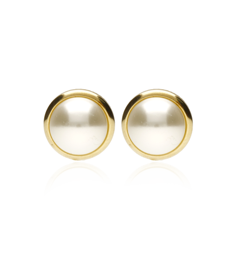 Pendientes "Sue" de perla semiesférica y marco de oro