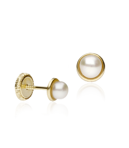 Pendientes "Lissa" de bebé de oro 18K y perlas