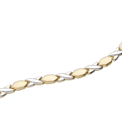 Pulsera semirígida "Equis" de oro bicolor con acabado brillo y mate