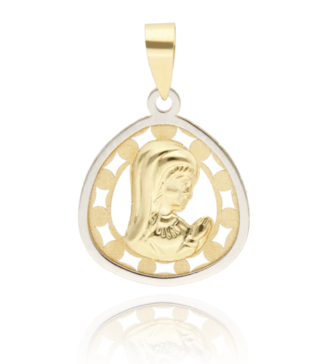 MEDALLA VIRGEN NIÑA ORO BICOLOR 18 K