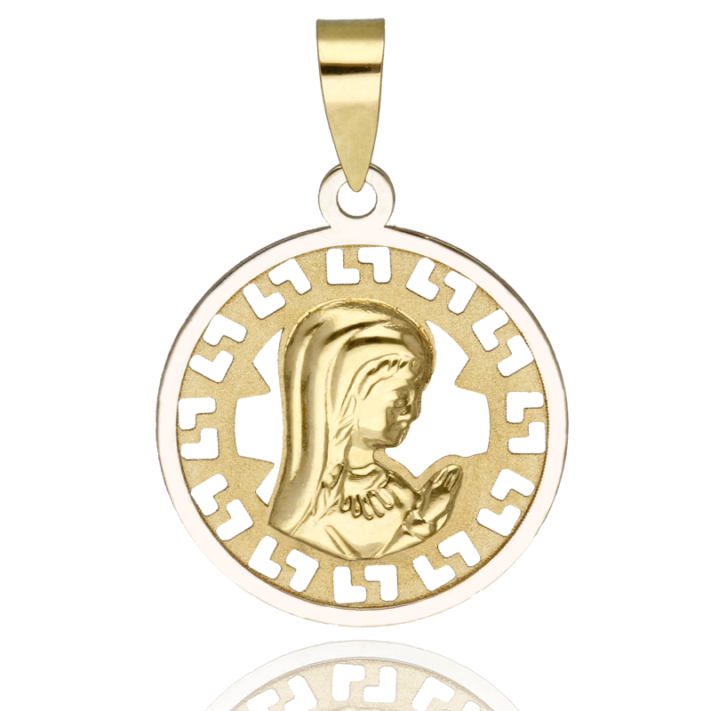 Medalla Virgen Niña Oro 18k con troquel simétrico