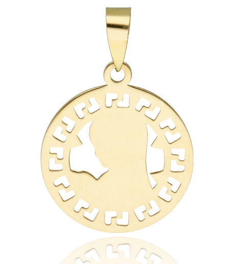 Medalla Virgen Niña Oro 18k con troquel simétrico
