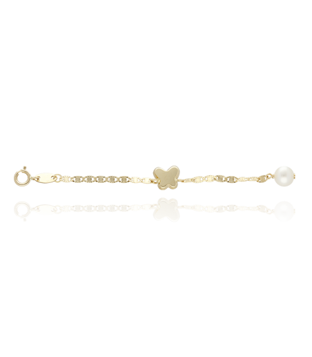 Pulsera Mariposas oro 18k con perlas