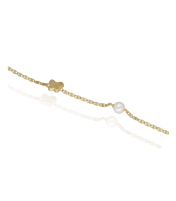 Pulsera Mariposas oro 18k con perlas