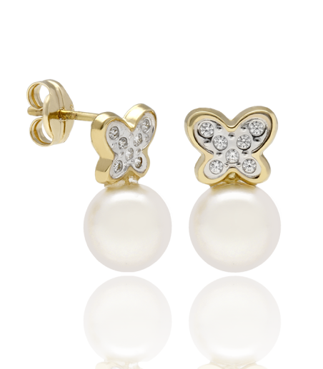 Pendientes oro mariposa