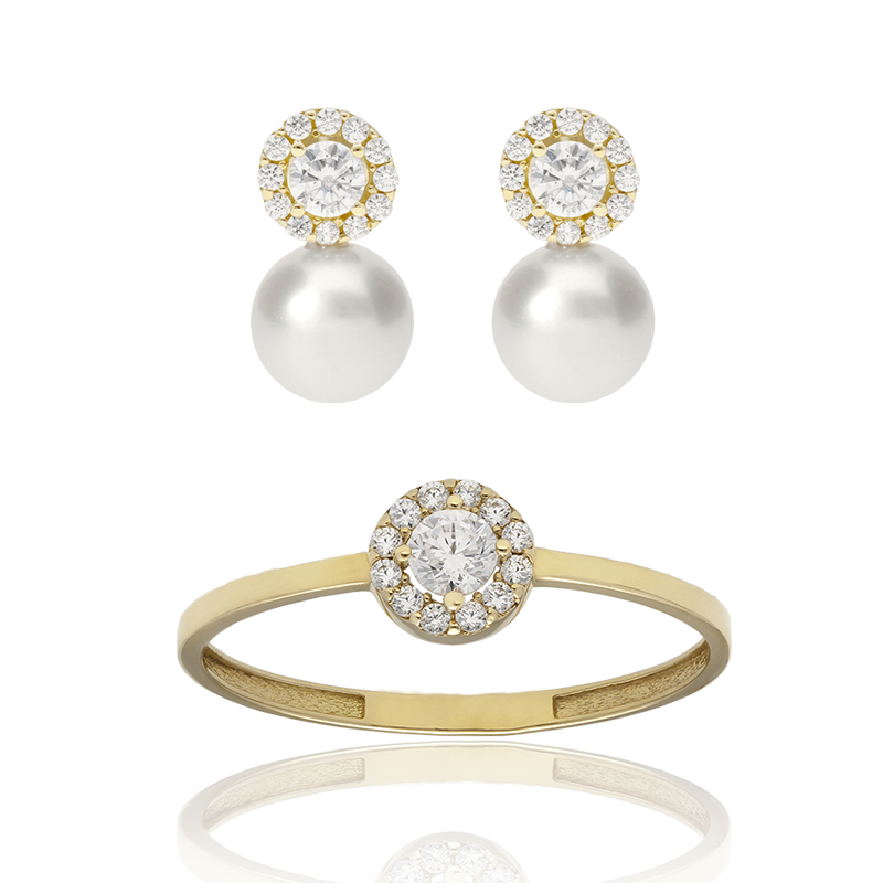 Conjunto "Ice Star Pearl" oro 18k perlas cultivadas