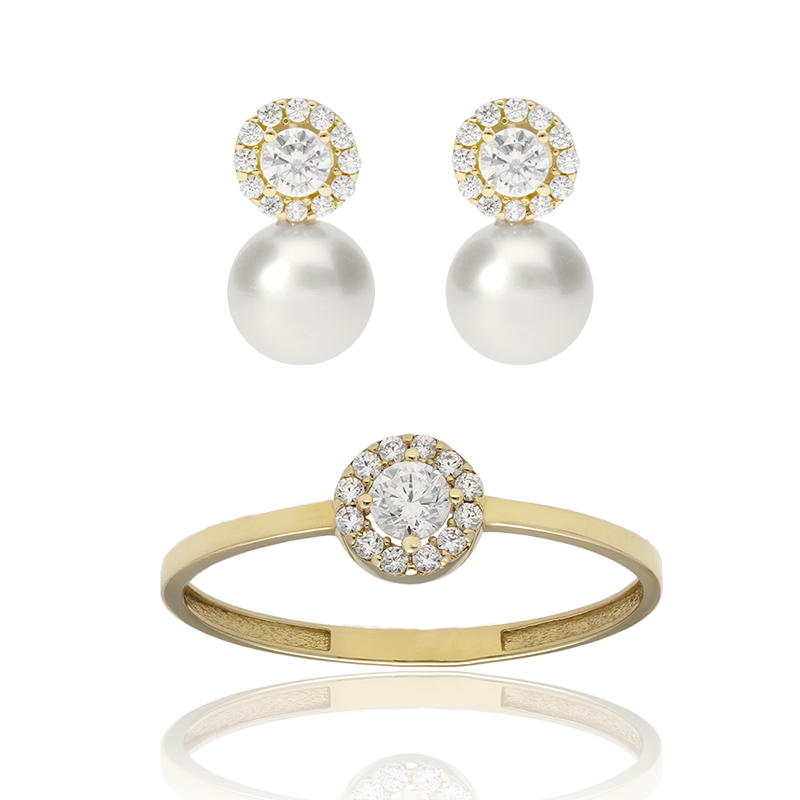 Conjunto "Ice Star Pearl" oro 18k perlas cultivadas