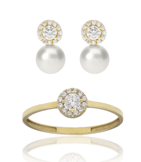 Conjunto "Ice Star Pearl" oro 18k perlas cultivadas