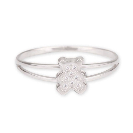 Anillo "Baby Bear" Osito Oro Blanco 18k