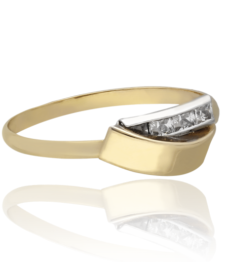 Anillo Claus de Oro bicolor 18K y circonitas