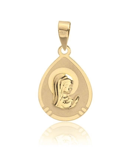 Medalla Virgen niña Lágrima Oro 18k