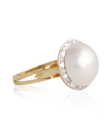 Anillo Pearl oro 18k y circonitas