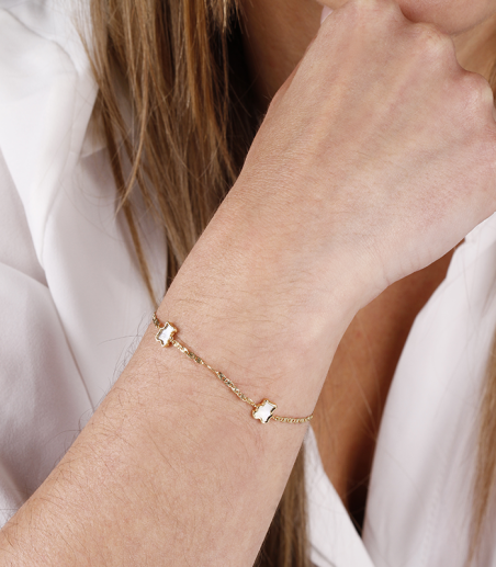 Pulsera Oro 18 k y Nácar "Lully Bear"